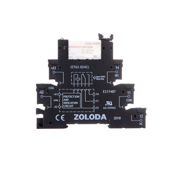 Interface electromecánica 6,2 mm tornillo 1 cont. inv. entrada: 24 VCA/VCC salida: 250 Volt 1×6 A, relé 24 VCC