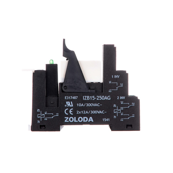 Interface electromecánica 15,6 mm tornillo 2 cont. inv. entrada: 230 VCA salida: 250 Volt 2 x 8 A, brida y módulo con diodo y LED