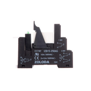 Interface electromecánica 15,6mm tornillo 2 cont. inv. entrada: 24 VCA salida: 250 Volt 2×8 A, brida y módulo con diodo y LED